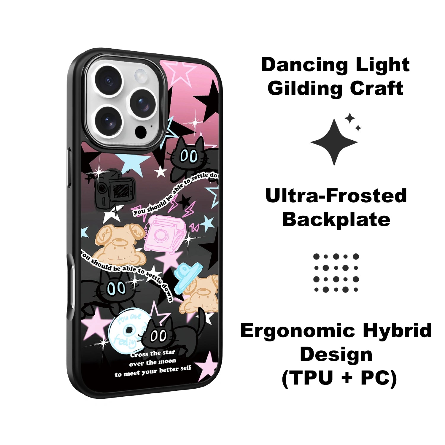 Pink & Black Cat - iPhone Case
